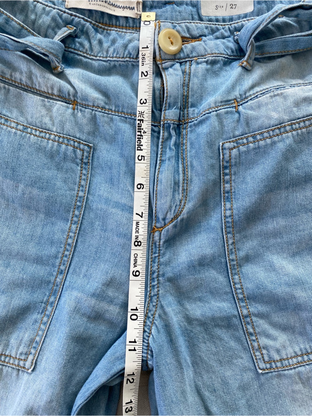 Anthropologie Pilcro Light Blue High Rise Wide-Leg Tie-Waist Jeans - Picture 12 of 15